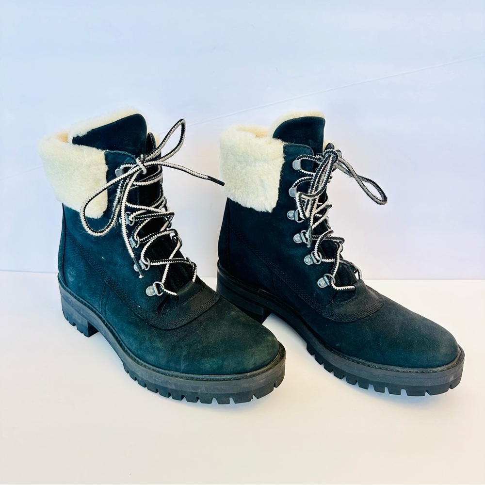 Timberland 6" Courmayeur Valley shearling-lined black boots, size 10 - Picture 4 of 8